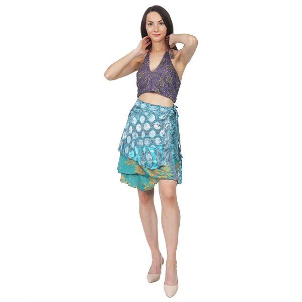 Recycled Sari Reversible Wrap Around Skirt